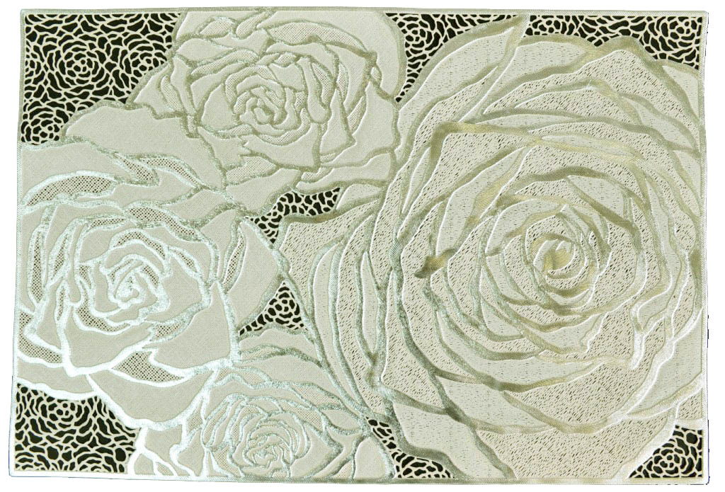No.72485<br>ランチョンマット２Pセット<br>シルバー＆ベージュ