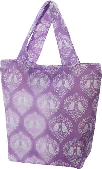 No.75063<br>ファスナー付エコバッグ<br>ふくろう パープル