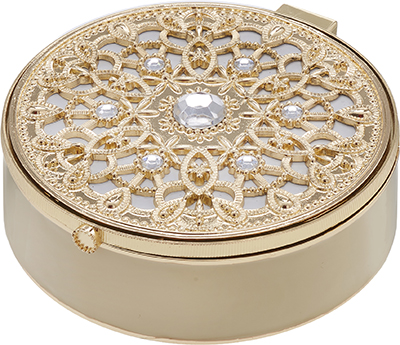 No.08291<br>メタル 小物入れミラー付<br>ゴールド