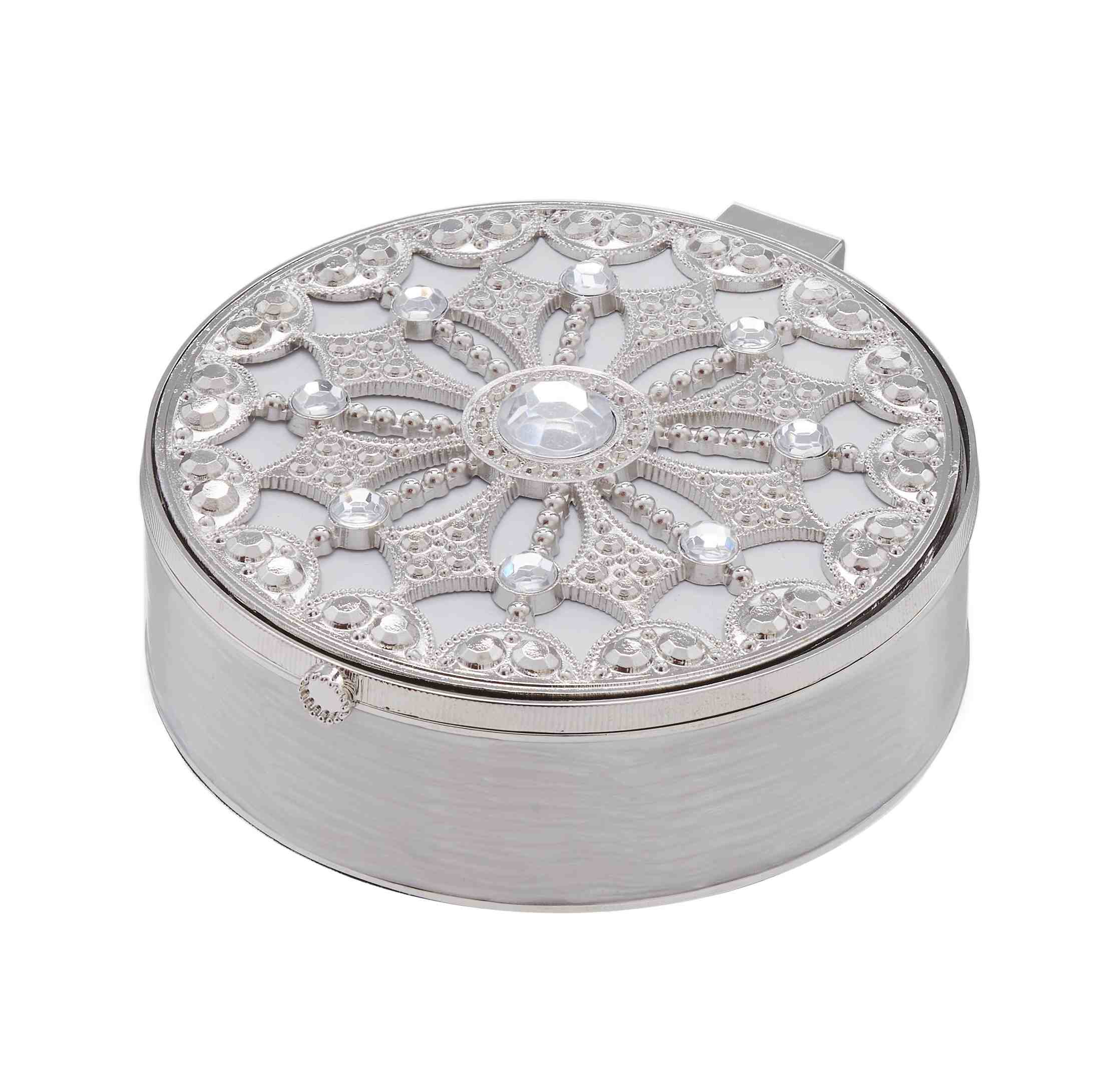 No.08292<br>メタル 小物入れミラー付<br>シルバー