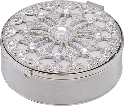 No.08292<br>メタル 小物入れミラー付<br>シルバー