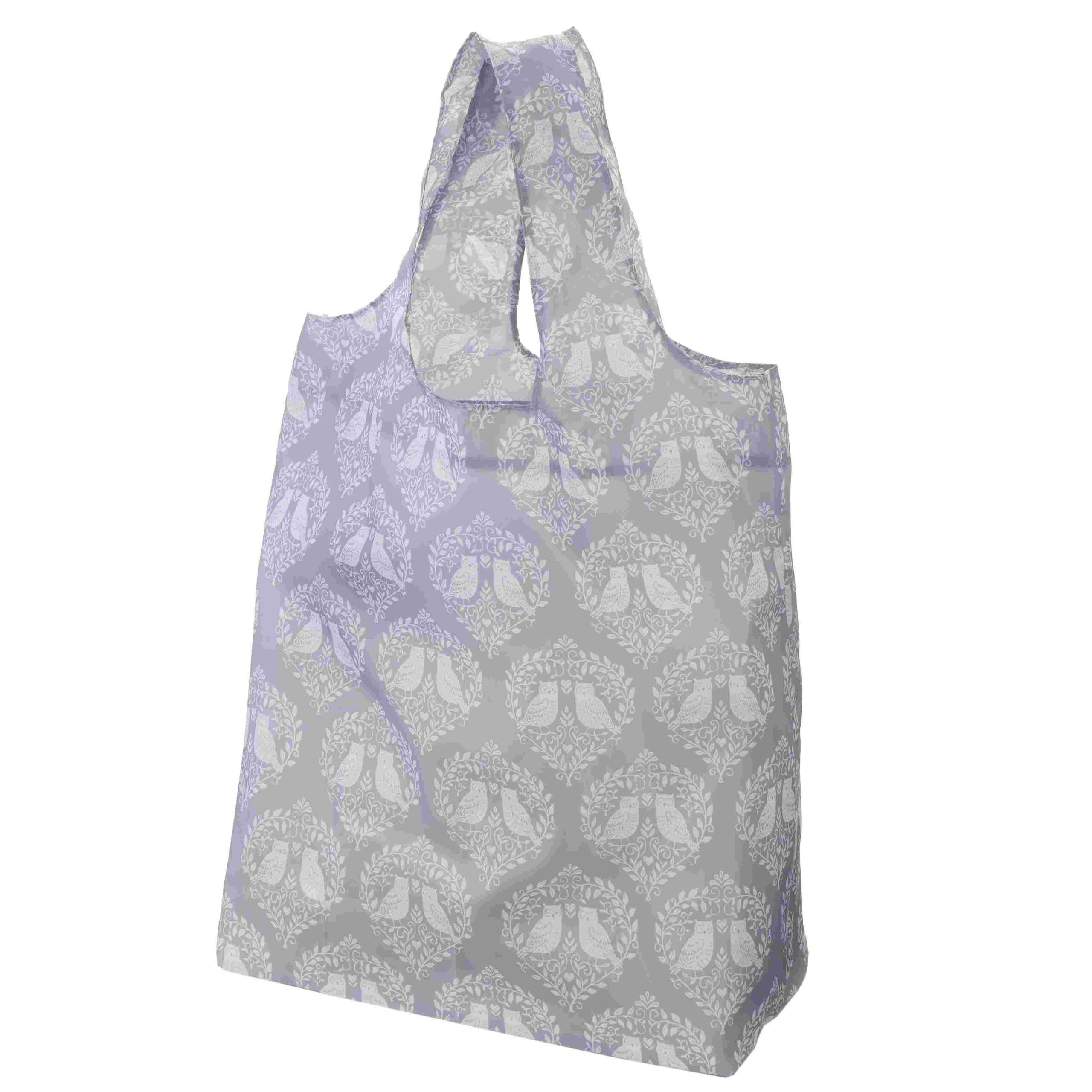 No.75058<br>マチ付エコバッグ1<br>ふくろう グレー