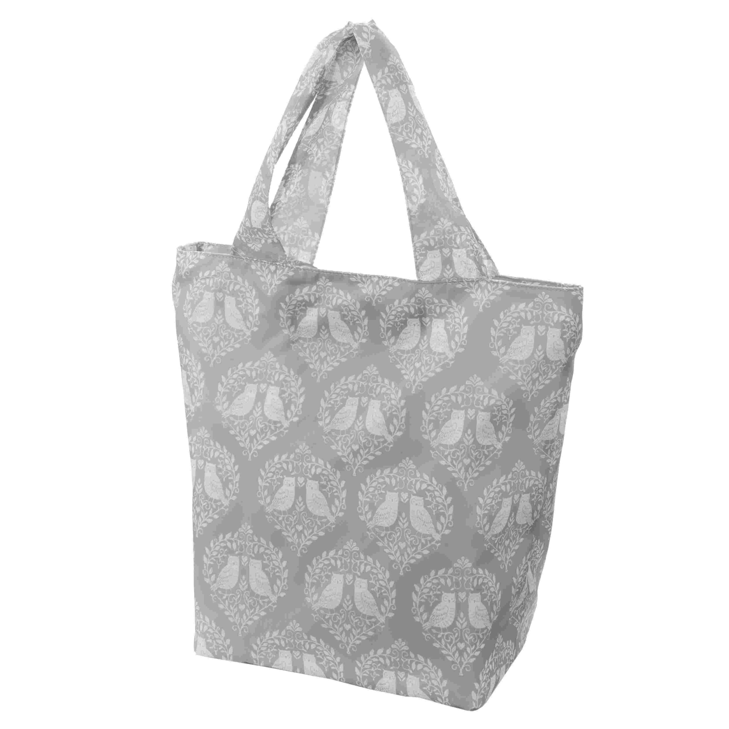 No.75064<br>ファスナー付エコバッグ<br>ふくろう グレー